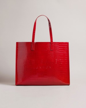 Ted Baker Allicon Mock Croc Icon Kadın Tote Çanta Kırmızı | CMLX-56901