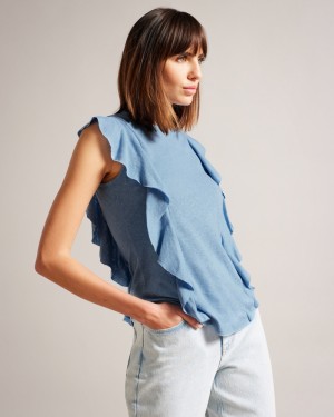 Ted Baker Kathley Frill Kadın Üstler Mavi | NYVE-25349