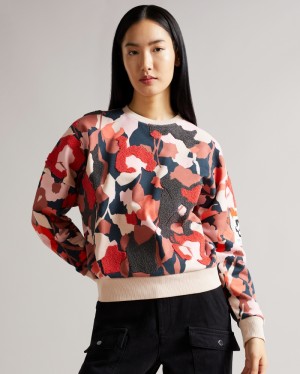 Ted Baker Kcylie Printed Sweat With Flocking Kadın Üstler Açık Pembe | BEYW-29164