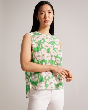 Ted Baker Kelany Short Sleeve With Shoulder Detail Kadın Üstler Yeşil | FNJK-48715