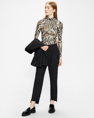 Ted Baker Lauza Printed Mesh Kadın Üstler Beyaz | FRGE-92143