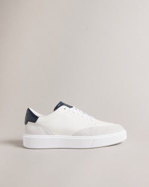 Ted Baker Luigis Inflated Sole Leather And Suede Erkek Spor Ayakkabı Beyaz Lacivert | OWXT-52941