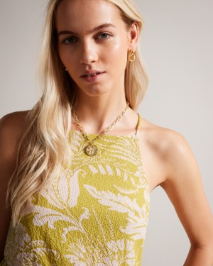 Ted Baker Mahbel Square Neck With Lace Up Back Kadın Üstler Sarı | PKVI-75963