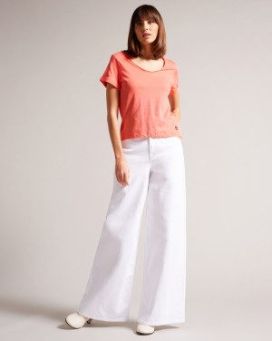 Ted Baker Miarna V Neck Easy Fit Tee Kadın Üstler Pembe | ETKX-69820