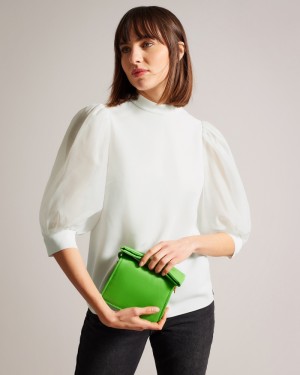 Ted Baker Micaeli Organza Volume Sleeve Kadın Üstler Beyaz | EKHB-23148