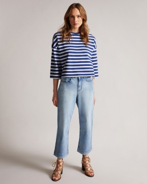 Ted Baker Mmorra Stripe Kadın Üstler Koyu Mavi | BIGY-09827