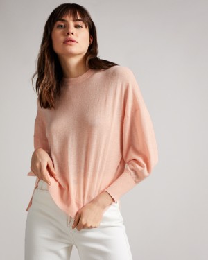 Ted Baker Nicci Sleeve Detailed Kadın Süveter Pembe | VSCX-34598