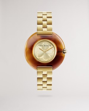 Ted Baker Nimue Retro Tortoiseshell Case Kadın Saat Altın | QXJT-18645