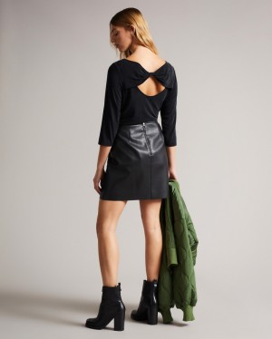 Ted Baker Niylah Twist Back Jersey Kadın Üstler Siyah | RXSD-91286