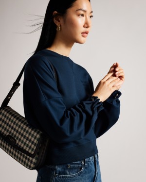 Ted Baker Orietta Sweatshirt With Pleat Detail Kadın Üstler Lacivert | MBSI-05983