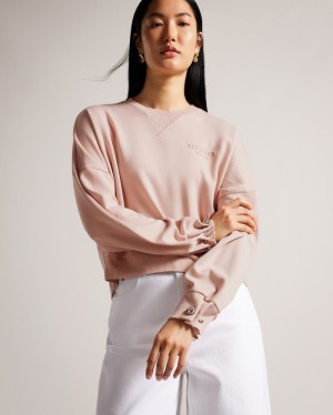 Ted Baker Orietta Sweatshirt With Pleat Detail Kadın Üstler Pembe | BGDT-21657