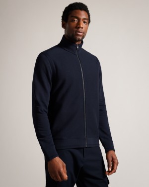 Ted Baker Phloem Zip Through Funnel Neck Erkek Süveter Lacivert | TAMS-21908