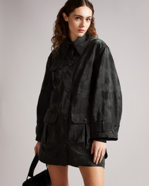 Ted Baker Ppippa Camo Jacquard Hunting Kadın Mont Yeşil | UONC-23651