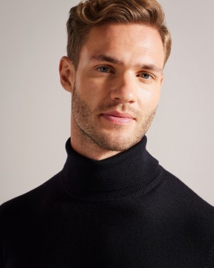 Ted Baker Rainger Merino Wool Roll Neck Erkek Süveter Lacivert | XRIE-13058