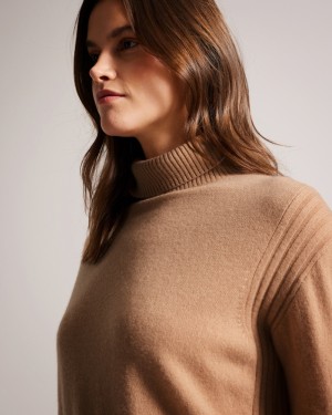 Ted Baker Ruthell Organic Cashmere Roll Neck Kadın Süveter Kahverengi | TGLS-80714