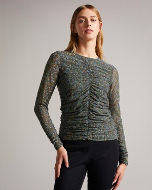 Ted Baker Savannn Rouched Front Jersey Kadın Üstler Siyah | GYQS-73650