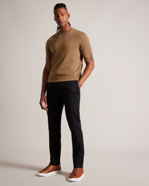 Ted Baker Senti Short Sleeve Knitted Erkek Triko Koyu Kahverengi | OWID-54136