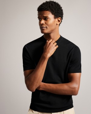 Ted Baker Senti Short Sleeve Knitted Erkek Süveter Siyah | AOKS-23186