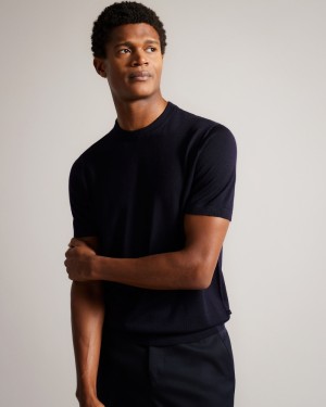 Ted Baker Senti Short Sleeve Knitted Erkek Süveter Lacivert | EXUC-26750