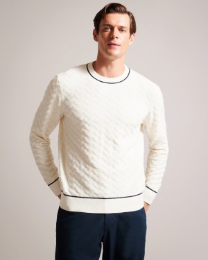 Ted Baker Sepal Long Sleeve Chevron Knit Erkek Süveter Ecru | BQFD-37906