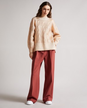 Ted Baker Sidonyy MIB Cable Knit Kadın Süveter Pembe | HDXB-24971