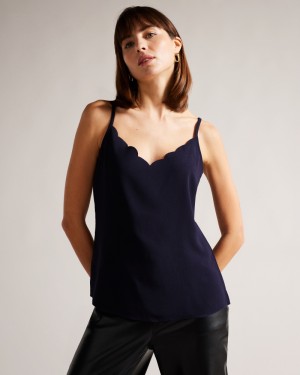 Ted Baker Siina Scallop Neckline Cami Kadın Üstler Lacivert | FTUL-61358