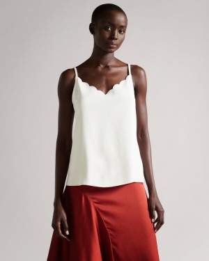 Ted Baker Siina Scallop Neckline Cami Kadın Üstler Beyaz | VXQE-57023