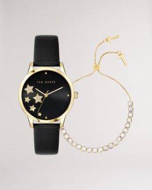 Ted Baker Starlit Star And Gift Set Kadın Saat Siyah | DPOV-45710