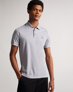 Ted Baker Tortila Polo With Striped Details Erkek Üstler Gri | DWAI-65140